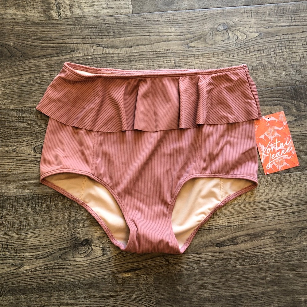 Ribbed dusty rose kortni Jeane swim bottoms